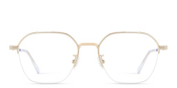 Shop BOTTEGA VENETA Half-Rim Irregular Eyeglasses in Gold online.