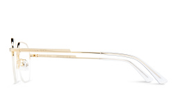 Shop BOTTEGA VENETA Half-Rim Irregular Eyeglasses in Gold online.