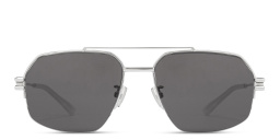 Shop BOTTEGA VENETA Unisex Half-Rim Aviator Sunglasses in Silver online.