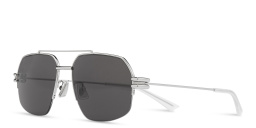 Shop BOTTEGA VENETA Unisex Half-Rim Aviator Sunglasses in Silver online.