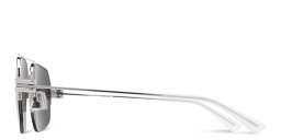 Shop BOTTEGA VENETA Unisex Half-Rim Aviator Sunglasses in Silver online.