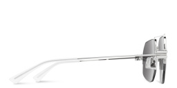 Shop BOTTEGA VENETA Unisex Half-Rim Aviator Sunglasses in Silver online.