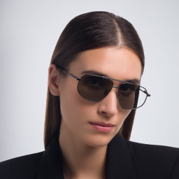 Shop BOTTEGA VENETA Unisex Aviator Sunglasses in Silver online.