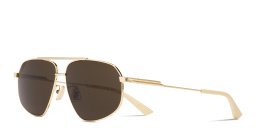 Shop BOTTEGA VENETA Unisex Aviator Sunglasses in Gold online.