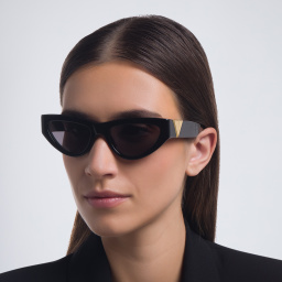 Shop BOTTEGA VENETA Cat-Eye Sunglasses in Black online.