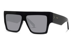 Shop CELINE CELINE 3 Dots Black Rectangle Sunglasses in Shiny Black online.