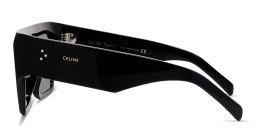 Shop CELINE CELINE 3 Dots Black Rectangle Sunglasses in Shiny Black online.
