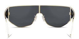 Shop FENDI Logo Signature Wide Mask Sunglasses in Gold online.