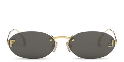 Shop FENDI First Crystal Rimless Oval Sunglasses in Gold online.