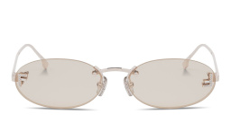 Shop FENDI First Crystal Rimless Oval Sunglasses in Rose Gold online.