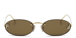 Shop FENDI First Crystal Rimless Oval Sunglasses in Gold online.