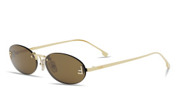 Shop FENDI Fendi First Crystal Metal Oval Sunglasses in Gold online.