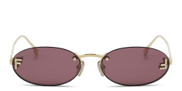 Shop FENDI First Crystal Rimless Oval Sunglasses in Gold online.