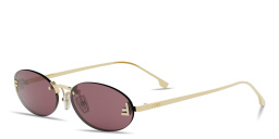 Shop FENDI Fendi First Crystal Metal Oval Sunglasses in Gold online.