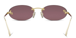 Shop FENDI Fendi First Crystal Metal Oval Sunglasses in Gold online.