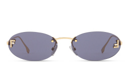 FENDI First Crystal Rimless Oval Sunglasses in Gold – Product Photo 1