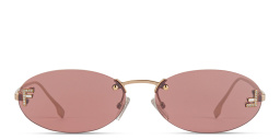Shop FENDI First Crystal Rimless Oval Sunglasses in Rose Gold online.
