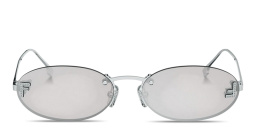 Shop FENDI First Crystal Rimless Oval Sunglasses in Palladium online.
