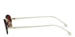 Shop FENDI First Crystal Rimless Oval Sunglasses in Gold online.