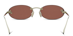 Shop FENDI First Crystal Rimless Oval Sunglasses in Gold online.
