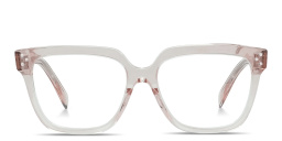 Shop CELINE 3 Dots Wide Square Eyeglasses in Transparent Pink online.