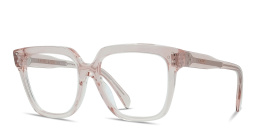 Shop CELINE 3 Dots Wide Square Eyeglasses in Transparent Pink online.