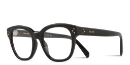 Shop CELINE 3 Dots Square Eyeglasses in Black online.