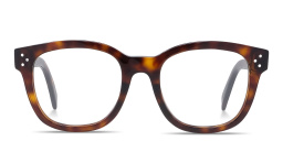 Shop CELINE 3 Dots Square Eyeglasses in Havana online.