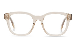 Shop CELINE 3 Dots Square Eyeglasses in Transparent Beige online.