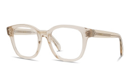 Shop CELINE 3 Dots Square Eyeglasses in Transparent Beige online.
