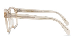 Shop CELINE 3 Dots Square Eyeglasses in Transparent Beige online.