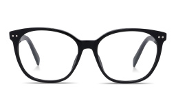 Shop CELINE Thin 2 Dots Wide Square Eyeglasses in Black online.