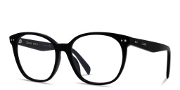 Shop CELINE Thin 2 Dots Wide Square Eyeglasses in Black online.