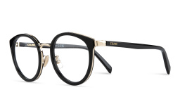 Shop CELINE Combi Round Eyeglasses in Black online.