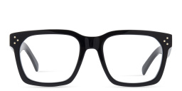 Shop CELINE 3 Dots Square Eyeglasses in Black online.