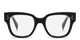 Shop CELINE 3 Dots Square Eyeglasses in Black online.