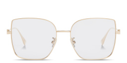 Shop FENDI Baguette Oversized Wide Irregular Eyeglasses in Gold online.
