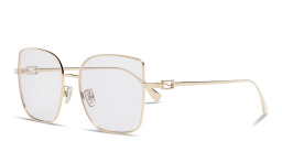 Shop FENDI Baguette Oversized Wide Irregular Eyeglasses in Gold online.