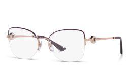 Shop BVLGARI Half-Rim Cat-Eye Eyeglasses in Pink Gold/Purple online.