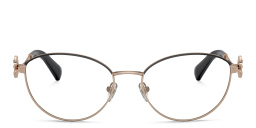 Shop BVLGARI Round Eyeglasses in Pink Gold/Black online.