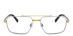 Shop Dolce & Gabbana Wide Rectangle Eyeglasses in Gold & Silver online.