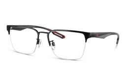 Shop Emporio Armani Half-Rim Square Eyeglasses in Shiny Black online.