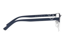 Shop Emporio Armani Half-Rim Rectangle Eyeglasses in Matte Blue online.