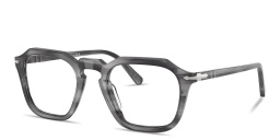 Shop PERSOL Arrow Unisex Square Eyeglasses in Striped Grey online.