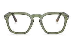 PERSOL Unisex Square Eyeglasses in Transparent Green – Product Photo 1