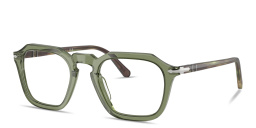 Shop PERSOL Arrow Unisex Square Eyeglasses in Transparent Green online.