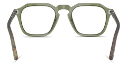 Shop PERSOL Arrow Unisex Square Eyeglasses in Transparent Green online.