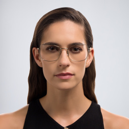 PRADA Logo Wide Pillow Eyeglasses in Pink Gold – Product Photo 5