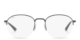 Shop Ray-Ban Unisex Half-Rim Square Eyeglasses in Black online.