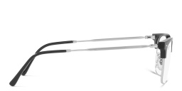 Shop Ray-Ban New Clubmaster Unisex Square Eyeglasses in Black On Silver online.